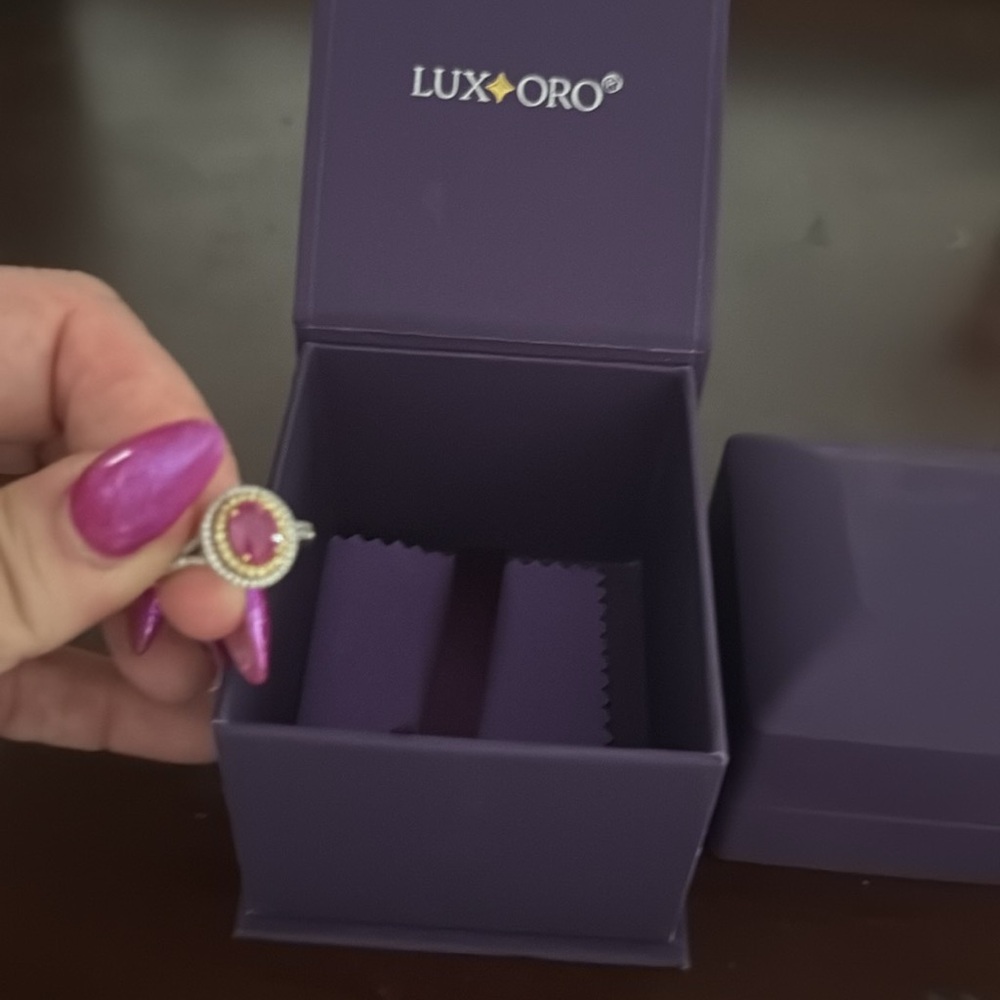 Luxoro AAA Royal Ruby, I2 Yellow and White Diamond 2.12 ctw Ring in 10K Y gold